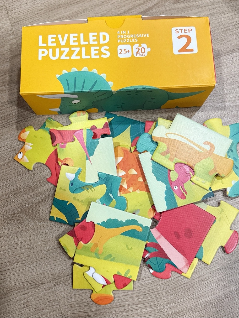 Leveled Puzzles Step 2 - Multicolor Kids Dinosaur Puzzle Set